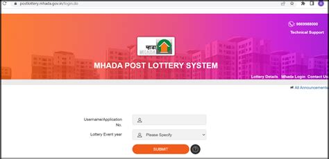Welcome to MHADA Post Lottery System .